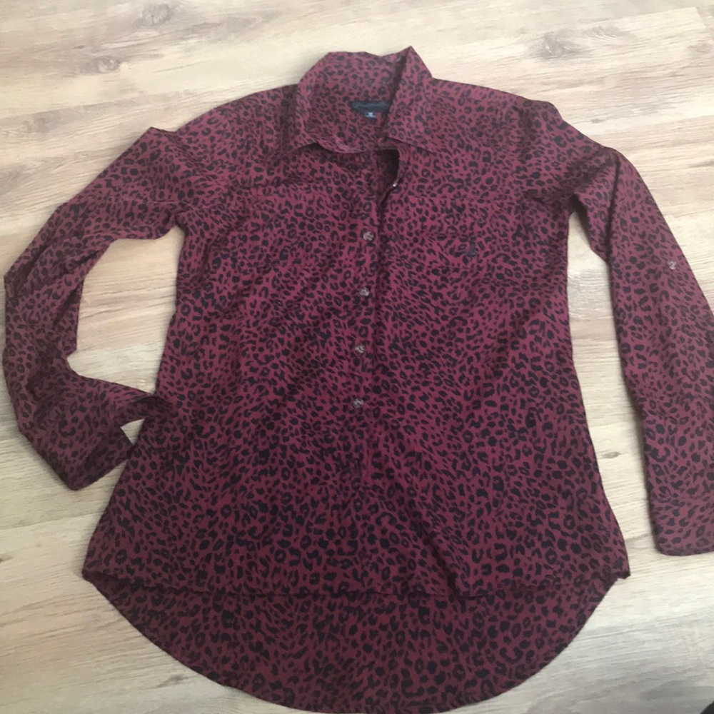 Burgundy leopard print Volcom shirt